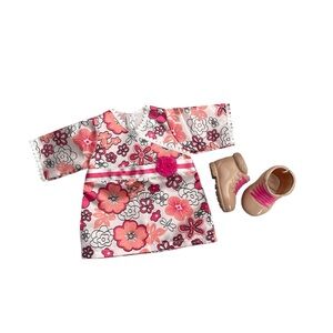 18" Doll Floral Dress with Boots Set